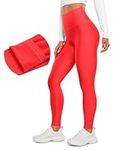 CRZ YOGA Women's Thermal Fleece Lined Yoga Leggings 28 Inches - Winter Warm Full Length Workout Pants High Waist Tights Dark Red X-Large