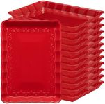 Plasticpro Plastic Serving Trays - Serving Platters Rectangle 9X13 Disposable Party Dish Christmass Red Pack of 12