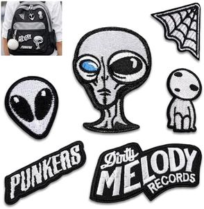 6 Pcs Alien Patch Embroidery Patches for Clothing Iron On & Sew On – Whimsical Space Theme Easy Fix DIY Patch for Jeans, Backpack, Jacket, or Hat – Gifts for Mom, Dad & Creative Lovers