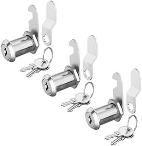 Hecfu 3 Pack Cabinet Locks with Keys, 1-1/8" Cam Lock Keyed Alike, Secure Drawer Mailbox File Cabinet, RV Storage Locks Tool Box Locks Replacement Set, Zinc Alloy