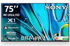 Sony BRAVIA 3 Series 189 cm (75 inches) 4K Ultra HD AI Smart LED Google TV K-75S30 (Black)-3 Years Warranty for Limited Period