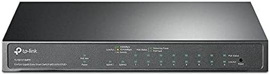 TP-Link 10-Port Gigabit Easy Smart PoE Switch with 8-Port PoE+, 123 W Budget, Network Monitoring, VLAN for Security, PoE Auto Recovery, QoS, Metal Casing, Fanless Design, Plug & Play (TL-SG1210MPE)