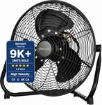 Devola High Velocity Floor Fan 16 Inch, Portable Powerful Industrial Fan for Home, Gym, Office & Warehouse, High Powered Cooling, 3 Speeds, Adjustable Head, Cord Storage Bracket, Black, DV16FFB