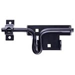 Heavy Duty Sliding Bolt Gate Latch with Padlock Hole, Slidd Bolt Gate Lock Door Latches Hardware with Screws for Wooden Fences Barn Doors, Interior and Outdoor Door Latch, Steel(Satin Black)