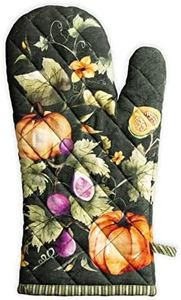 Maison d' Hermine Cooking Gloves 100% Cotton Oven Glove 7" x 35" with Hanging Loop Heat Resistant BBQ BBQ BBQ Pumpkin Garden Dark Green - Thanksgiving / Christmas