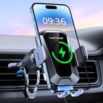 WOCBUY Wireless Car Charger, [Auto Clamping] 15W Fast Charger Car Phone Holder Mount, [Super Stable] Cell Phone Holder Car Charger Compatible with iPhone 16 Pro Max/15/14/13/12, Galaxy S23/S22, etc