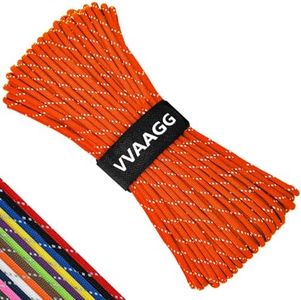 VVAAGG Reflective Paracord Rope 100FT, 7 Strand Nylon para Cord Lanyard Utility 550 Parachute Cord, 4mm Thin Tent Rope for Outdoor Camping Hiking (Orange)