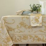 Harmony Scroll Tablecloth (60" X 144" Rectangular, Silver - Gold)