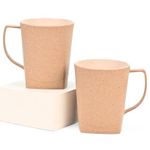 Eha Earth Friendly Duo Coffee Mug | Set of 2, 300 ml | Made with Rice Husk | Microwave Safe Coffee Mugs for Kids | Mugs for Coffee | for Hot & Cold Beverages | Tortilla