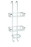 Croydex 3 Tier Hook Over Shower Caddy, Bathroom Accessory with Three Storage Baskets, Durable Chrome Plated Steel, Easy Install Bathroom Shelves, 63.5x25x13mm, Rust Free Bathroom Storage