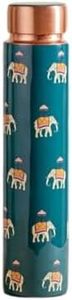 SuperGeneriX Pure Copper Water Bottle (650 ml) | Leakproof | Pure Copper Water Bottle | Tamba Bottles | Authentic Copper Bottle | Durable Copper Bottle | Antibacterial (Elephant print)