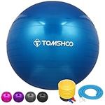 TOMSHOO Exercise Ball, Anti-Burst Gym Ball Yoga Ball With Air Pump Thickened Fitness Ball for Fitness, Pilates, Stability Balance for Physical Fitness, 45cm 55cm 65cm 75cm