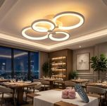 SHRI MAHAL ANTIQUES Aluminium 36W Dimmable Ceiling Light for Living Room, 3-Color Round LED Ceiling Light with Remote Control, Flush Mount Lighting Fixture with 4 White Rings for Living Room Bedroom