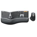 ProtoArc Ergonomic Wireless Keyboard Mouse, EKM01 Plus Full Size Ergo Bluetooth Keyboard Mouse Combo, Split Design, Wrist Rest, Multi-Device, Rechargeable, for Windows/Mac OS