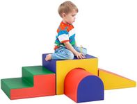 HOMCOM Baby Soft Play Set, 4 Piece Soft Play Equipment for Toddlers 12-36 Months, Climb and Crawl Foam Play, Kids Activity Play Toy, Red