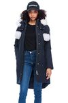 Moose Knuckles Women's Stirling Parka with Fur Pom Pom, Navy/Natural Fur, X-Large