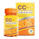 CC Vitamin C 1000mg Skin Nourishing Improvement Supplement Zinc Amino Acid Alpha-Lipoic Acid Natural Extracts - 30 Capsules