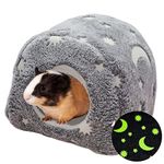 LeerKing Guinea Pig Bed Rabbit Hideout Nest Rat Small Pet Cage Accessories Chinchilla Ferret Sugar Glider Squirrel Gerbil Cave Glow in the Dark Grey M