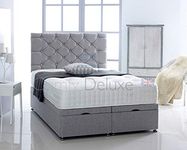 CHENILLE FABRIC OTTOMAN SIDE LIFT BED BASE with HEADBOARD ONLY by Comfy Deluxe LTD (Silver, 4FT SMALL DOUBLE)