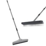 Walensee Carpet Rake for Pet Hair Removal, 2-in-1 Rubber Broom & Carpet Brush with Adjustable Long Handle, Pet Hair Remover for Carpet, Rug, Stairs, Mats & Hard Floor, Reusable Fur Cleaning Tool