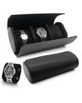 TINGSING Watch Travel Case 3 Slot PU Leather Watch Roll Box for Men Watch Display Case with Detachable Pillow Watch Holder Organizer for Watch Jewelry, Men's Gift on Father's Day, Christmas,Black