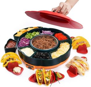 Taco Tuesday Kit - Taco Bar Serving Set for a Party with 33oz Heated Pot, 4 Taco Holders, Detachable Lazy Susan Tray, Perfect for Parties, Nachos Taco Night Fiesta Unique Couple & Housewarming Gift