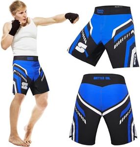 Stealth Sports MMA Shorts – Mens Athletic Shorts for Fight, Boxing, Muay Thai, Kickboxing, Gym, Fitness Training Shorts (S) Blue