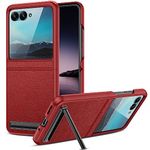 NULETO Leather Case for Motorola Razr Plus [𝐍𝐨𝐭 𝐅𝐢𝐭 𝐌𝐨𝐭𝐨𝐫𝐨𝐥𝐚 𝐑𝐚𝐳𝐫 𝟐𝟎𝟐𝟑] with Kickstand, Built-in Screen Protector for Outer Screen, Slim Razr+ Phone Case for Moto Razr Plus, Red