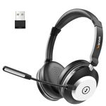 Wireless Headset with Noise Cancelling Microphone Bluetooth Headset - Bluetooth V5.3 Headphones with USB Dongle & Mic Mute for Computer/Laptop/PC/iPhone/Android/Cell Phones/Zoom