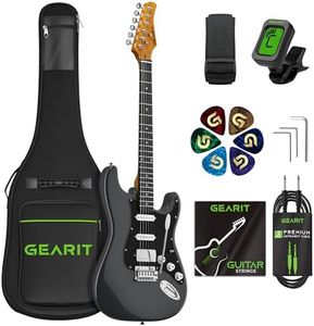 GEARit Professional Electric Guitar (Premium Ash Tonewood), GST-200 SoCal Series, 39in Full-Size, HSS Pickups with Coil Split, Round Frets, Genuine Rosewood Fretboard, Accessories - Metallic Gray