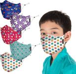 PRIVIU Face Masks for Boys and Girls Children 3 to 8 Years, Washable Reusable, 3D Comfortable Face Mask with Adjustable Earloop, 4 Layer with Pure Cotton Inner Cloth, Pack of 5