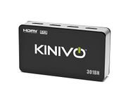 HDMI Switch 4K HDR, Kinivo (3 Port, 4K 30Hz, Auto-Switching, IR Wireless Remote) - Compatible with Roku,PS4, Xbox,Apple TV, Blue-Ray Player,Cable Box