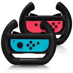 ADZ 2 x Black Racing Wheel Steering Grip Handle Accessories compatible with Nintendo Switch Joy-Con Controller Mario Kart