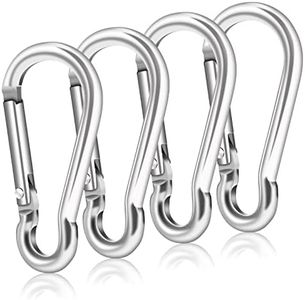 BONWIN Flag Pole Ring Replacement Carabiner Clips | 4 Pcs Aluminum Alloy Flag Pole Clip Spring Snap Hooks for Grommeted Flag | Replaceable Flagpole Hardware Accessories for Any Flagpole Rings (Silver)