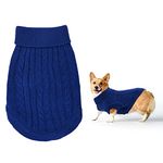 Small Dog Jumper, Warm Puppy Sweater for Small Dogs Winter Knitted Dog Pullover Soft Turtleneck Dog Clothes Vest for Pet Autumn, Winter Outfit for Welsh Corgi, Yorkshire Terrier, Chihuahua (M, Blue)