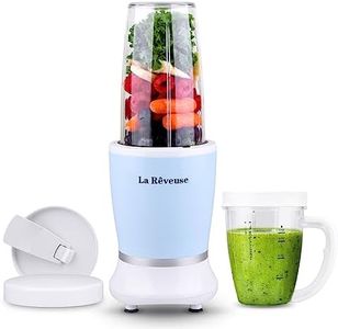 La Reveuse Personal Size Blender 250 Watts Power for Shakes Smoothies Seasonings Sauces with 1 Piece 15 oz Cup,1 Piece 10 oz Mug,BPA Free (Sky Blue)