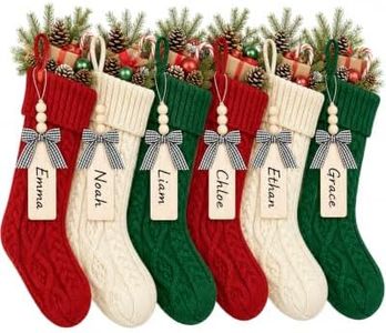 Noiclub 18 Inch Personalized Christmas Stockings with Name Tags Set of 6