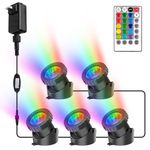 RGB Pond Lights with Timer, Super Bright LED Underwater Submersible Colorful Landscape Spotlights, Remote Control IP68 Waterproof Fountain Lights for Fish Aquarium Tank Garden Yard Pool (Set of 5)