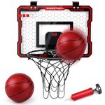 AmyBenton Basketball Hoop for Kids, Mini Basketball Hoop for Toddler Indoor, Wall Mounted Basketball Hoop with Automatic Scoring, Basketball Hoop Back of Door for Kids age 6+