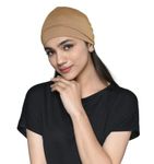 The Headscarves Women Silky Soft Bamboo Viscose Sleep Cap for Hair Loss Chemo Headwear Skull Cap Free Size (Multicolor) (HS3_Light Brown)