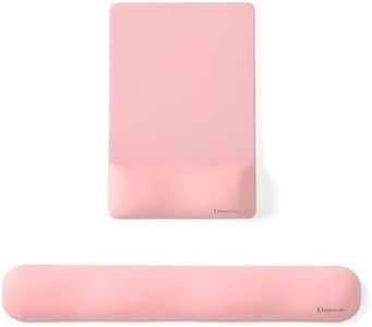UnivoColors Design-Wave Set of Keyboad Wrist Rest & Mouce Pad,Artificial Sheepskin+Memory Foam+Ergonomic+Anti-Slip Gel, Resilience Support During Work and Gaming,Keyboard Accessory,Pink,N