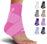 Sleeve Stars Ankle Brace for Sprained Ankle, Plantar Fasciitis Relief Achilles Tendonitis Brace, Ankle Support for Women & Men with Strap, Heel Protector Wrap for Pain & Compression (Single/Hot Pink)