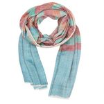 100% Cashmere Handmade in Kashmir (Gift Box) Ultra Soft Warm Superfine Ikat Pashmina Stole Aqua Blue Coral