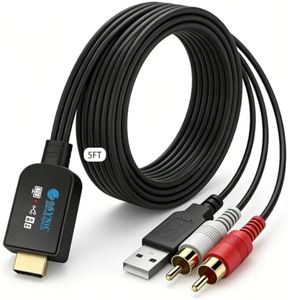 eSynic Portable eARC Audio Extractor-5 ft Long-Integrated Cable Designed-USB Powerd-192KHZ ARC to RCA Audio Adapter-Plug& Play-Only PCM/LPCM 2.0 Formats-Only from HDTV to L/R Stereo Audio System