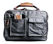 Contacts Canvas Splash-Proof Laptop Messenger Bag For Up To 15.6" Laptop/Mac With Genuine Leather Trim, Laptop Sleeve Sling Bag With Shoulder Strap (Grey, Unisex-Adult)…