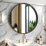 DESBING Black Round Bathroom Mirror 20 inch Circle Wall Mounted Vanity Mirror for Bathroom, Dining Room, Living Room, Entryway, Hallway with Metal Frame for Home Decor