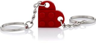 LEGO Dark Red Love Heart Keychain Keyring Valentines Birthday Gift