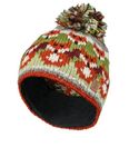 Pachamama Women Wool Bobble Beanie Hat Fleece Lined Handknitted Fox Multicoloured One-Size Handmade Extra Warm Fair Trade