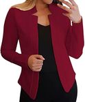 Blazer Women's Elegant Business Jacket Elegant Blazer Jacket Notch Collar Suit Jacket Modern Transition Jacket Front Open Cardigan for Office Work Business Wedding, Wine Red, XX-Large