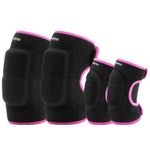 ONTYZZ Soft Adjustable Knee and Elbow Pads with Thickened SBR Pads for Kids Protective Gear Set for Cycling Dancing Volleyball Skateboarding Soccer Hockey Rose/M